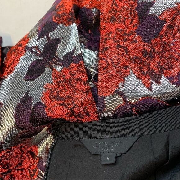 J.crew collection Metallic Floral Jacquard Pleated Sz6 Skirt - Picture 6 of 10